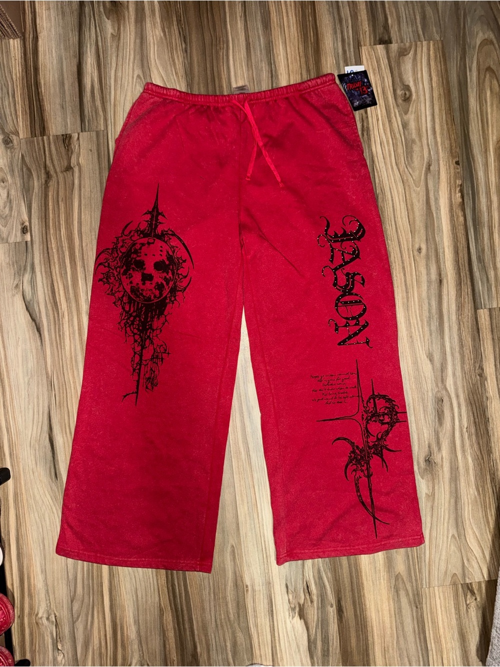 New Y2K Style Red Baggy Jason Voorhees Sweatpants